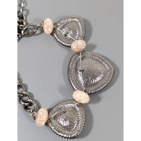 Simply Vera Wang Gray Triangle Glass Cabochon Rhinestone Statement Necklace Bold - Picture 6 of 7